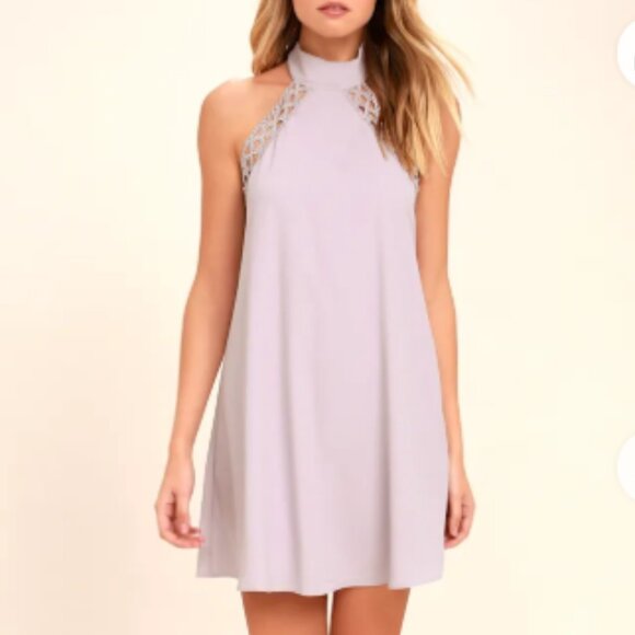LULUS SIZE LARGE LAVENDER ANY SWAY, SHAPE OR FORM LACE HALTER DRESS - Picture 1 of 11